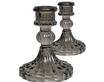 Tall Candle Holder - 10.2cm - Set of 2 - Gray