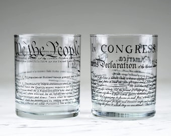 Whiskey Glasses – United States Constitution + Declaration Glass (Set of 2) We The People