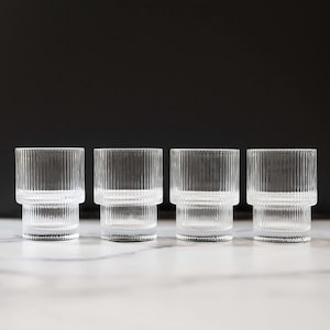 Ripple Drink Ware - Set Of 4 - Origami Style Retro Drinking Glasses 6.5oz