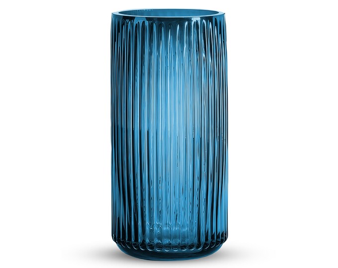 Ripple Vase Rounded Bottom Handblown Glass Vases for Flowers Blue Etsy