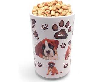 Boxer Premium Airtight Ceramic Dog Treat Canister Jar Set with Lid