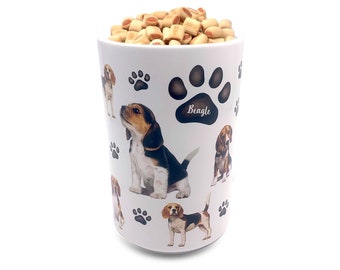 Beagle Premium Airtight Ceramic Dog Treat Canister Jar Set with Lid
