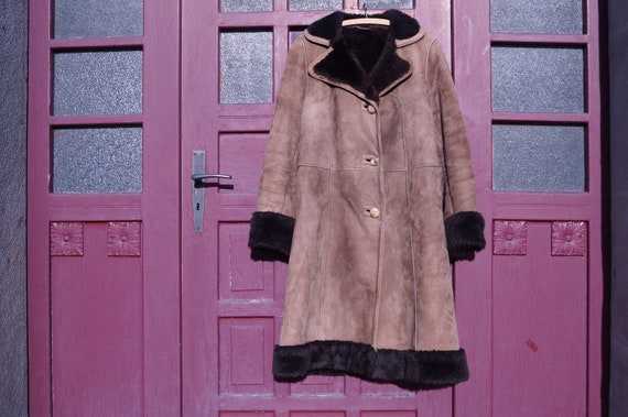 True Vintage Velour Leather/ Suede Winter Sheep F… - image 1