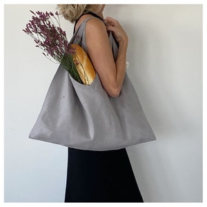 Linen Tote Bag / Market Bag / Shoulder Bag / Blue-Grey Tote Bag