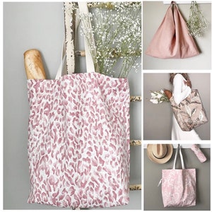 Linen Tote Bag / Tote Bag / Linen Bag / Market Bag / Pink Linen Tote / Pink Linen Bag / Fabric Bag image 8