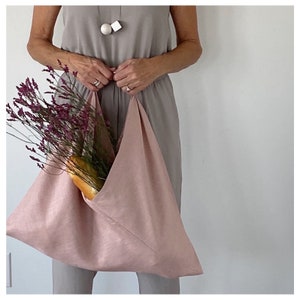 Linen Tote Bag / Tote Bag / Linen Bag / Market Bag / Pink Linen Tote / Pink Linen Bag / Fabric Bag