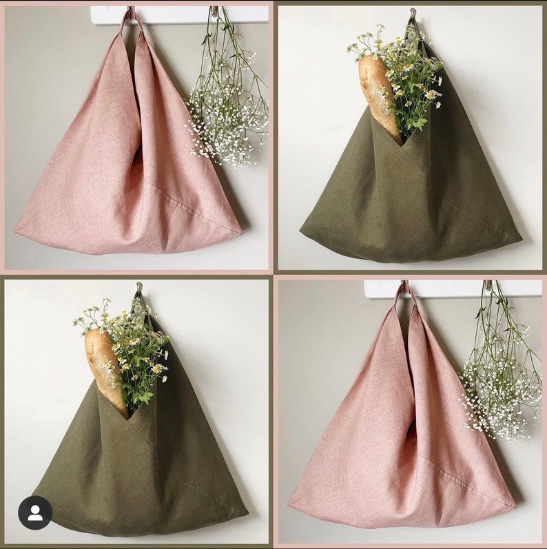 Linen Tote Bag / Tote Bag / Linen Bag / Market Bag / Pink Linen Tote / Pink Linen Bag / Fabric Bag image 10