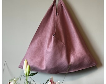 Mauve Linen Tote Bag / Mauve Shoulder Bag / Market Bag / Linen Tote /