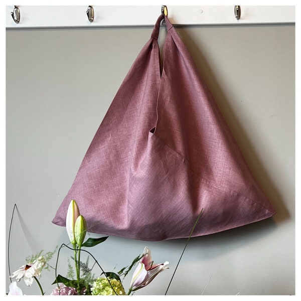 Mauve Linen Tote Bag / Mauve Shoulder Bag / Market Bag / Linen Tote /