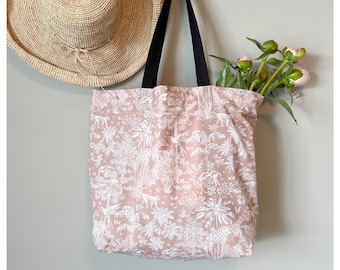 Sac fourre-tout rose/sac fourre-tout en coton/sac réutilisable