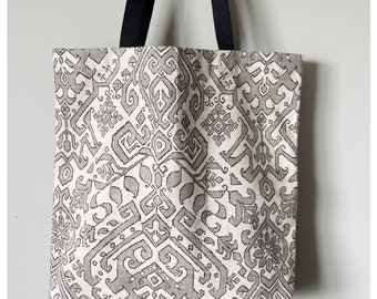 Tote Bag / Canvas Bag With Pocket / Grey Tote Bag