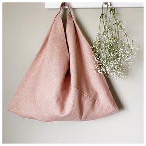 Linen Tote Bag / Tote Bag / Linen Bag / Market Bag / Pink Linen Tote / Pink Linen Bag / Fabric Bag image 4