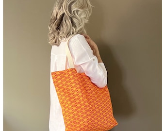 Orange and Red Tote Bag / Cotton Tote Bag / Tote Bag / Market Bag