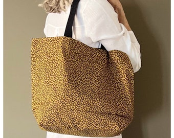 Tote Bag / Print Tote Bag / Gold and Black Tote Bag / Reusable Tote