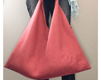 Linen Tote Bag / Red Linen Bag / Linen Tote / Shoulder Bag