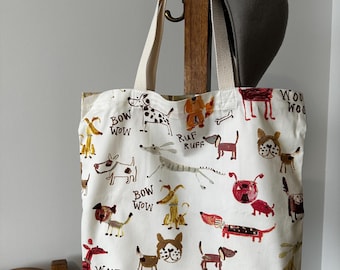 Cotton Tote Bag / Reusable Tote / Dog Tote Bag / Fabric Bag / Reusable Bag/Dog Tote Bag