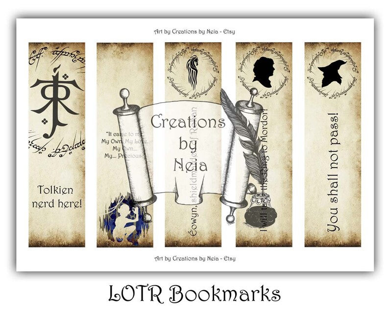 LOTR Bookmark Gollum Bookmark Printable Bookmarks Digital - Etsy