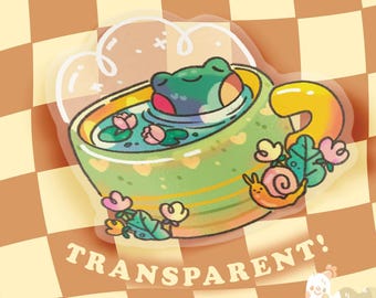 Soggy Froggy Sticker | Cottagecore Clear Vinyl Sticker