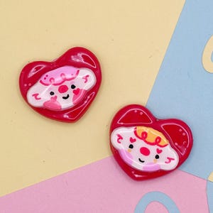 Heart Clowns Handmade Polymer Clay Silly Jester Magnets