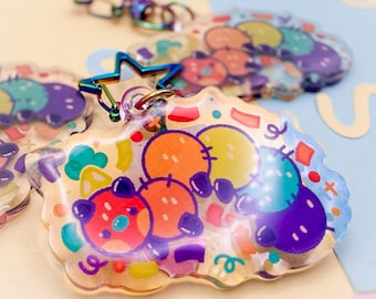 Squirmy Wormy | Cute Rainbow Clown Party Caterpillar 2" Keychain