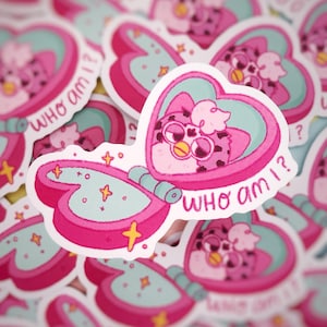 Existential Furby Heart Compact Mirror Sticker | 90s Nostalgia Toy