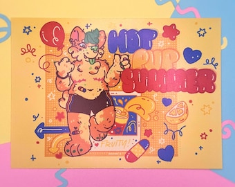 Hot Pup Summer | Cute Fursona Corgi Pride Month 5x7 Print
