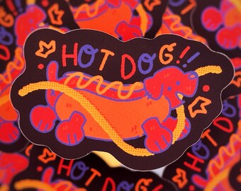 Hot Diggidy Dog |  Silly Hot Dog Dachshund Journal Sticker