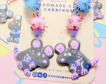 Handmade Rat Earrings | Handmade Polymer Clay Statement Jewelry