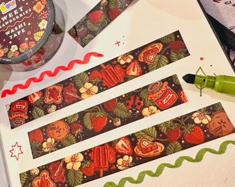 Sweet Strawberries Washi Tape | Decorative Journaling Tape