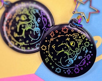 Interstellar Wolf | Rainbow Wolf Space 2" Keychain