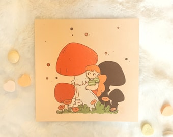 Impresión de bosque de hongos / Clima otoñal acogedor en el bosque