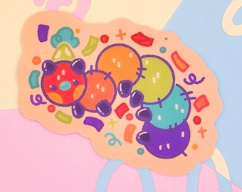 Squirmy Wormy | Cute Rainbow Clown Party Caterpillar Sticker