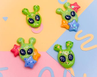 Handmade Alien Polymer Clay Magnets: Outer Space Decor