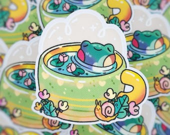 Soggy Froggy Sticker | Cottagecore Clear Vinyl Sticker