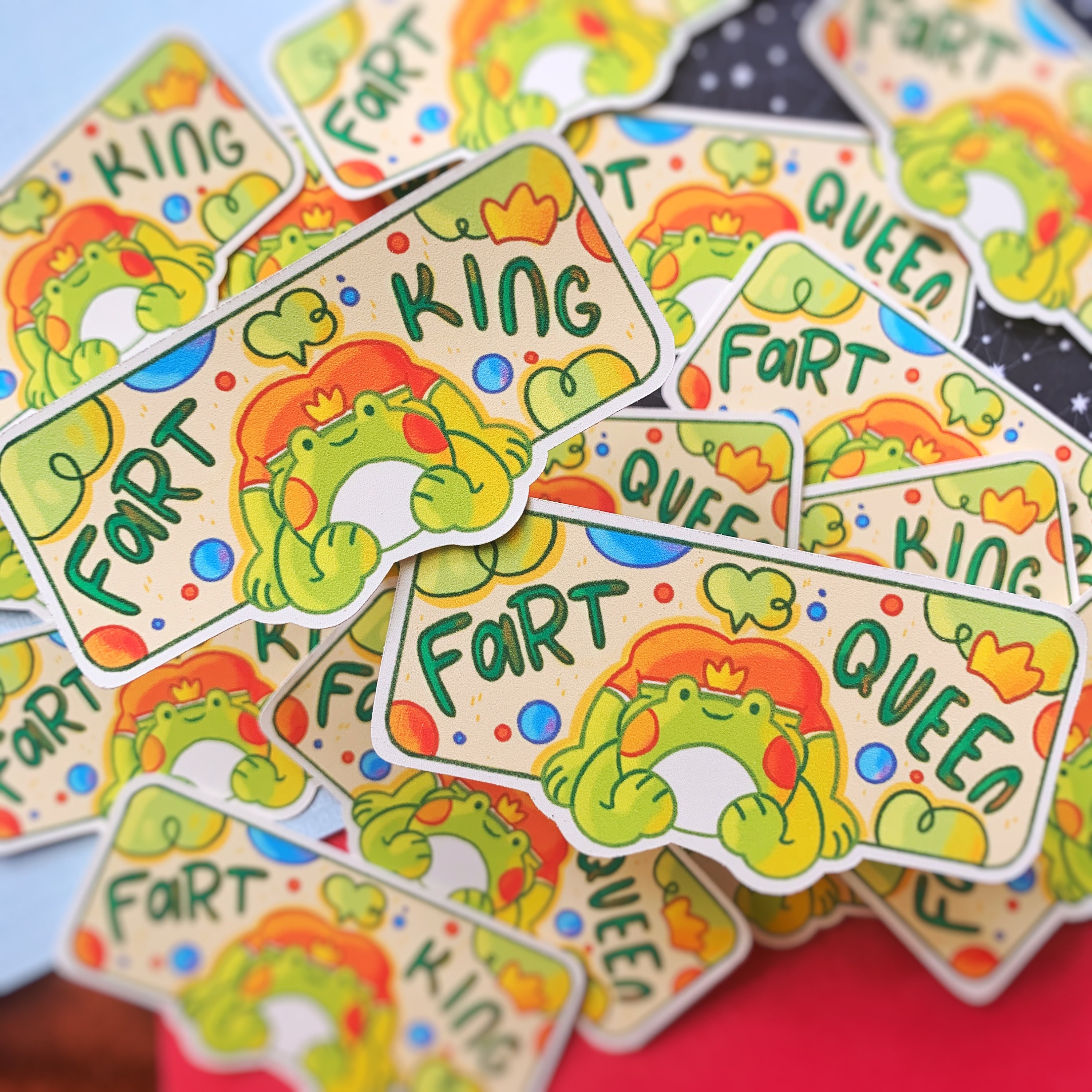 Fart Royalty Froggy Sticker | Cute Frog King and Queen of Toots Weatherproof Sticker