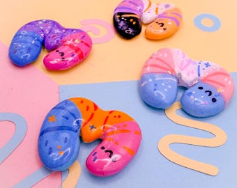 Pride Flag Worm Hearts Handmade Polymer Clay LGBTQ+ Earthworm Magnets