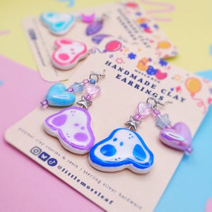 Cartoon Dog Polymer Clay Drop Earrings | Silly Pastel Beagle Jewlery