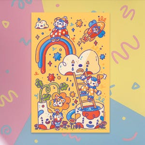 Welcome To Clowntown Print | Cute Whimsical Silly Clown 11&quot;x17&quot; Wall Art