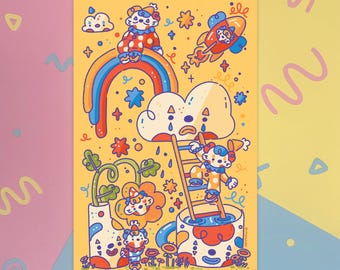 Welcome To Clowntown Print | Cute Whimsical Silly Clown 11"x17" Wall Art