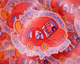 Simply Unbothered Worm Glossy Sticker |  Silly Car Glossy Journal Sticker