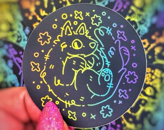 Interstellar Wolf | Rainbow Wolf Space Cute Iridescent Dog Journal Sticker