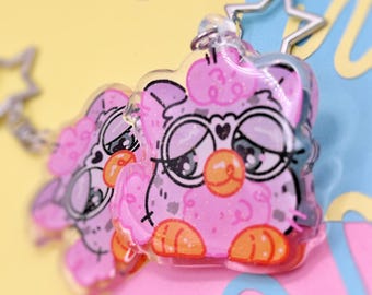 Furby Friend Glitter Keychain | 90s Nostalgia Acrylic Charm