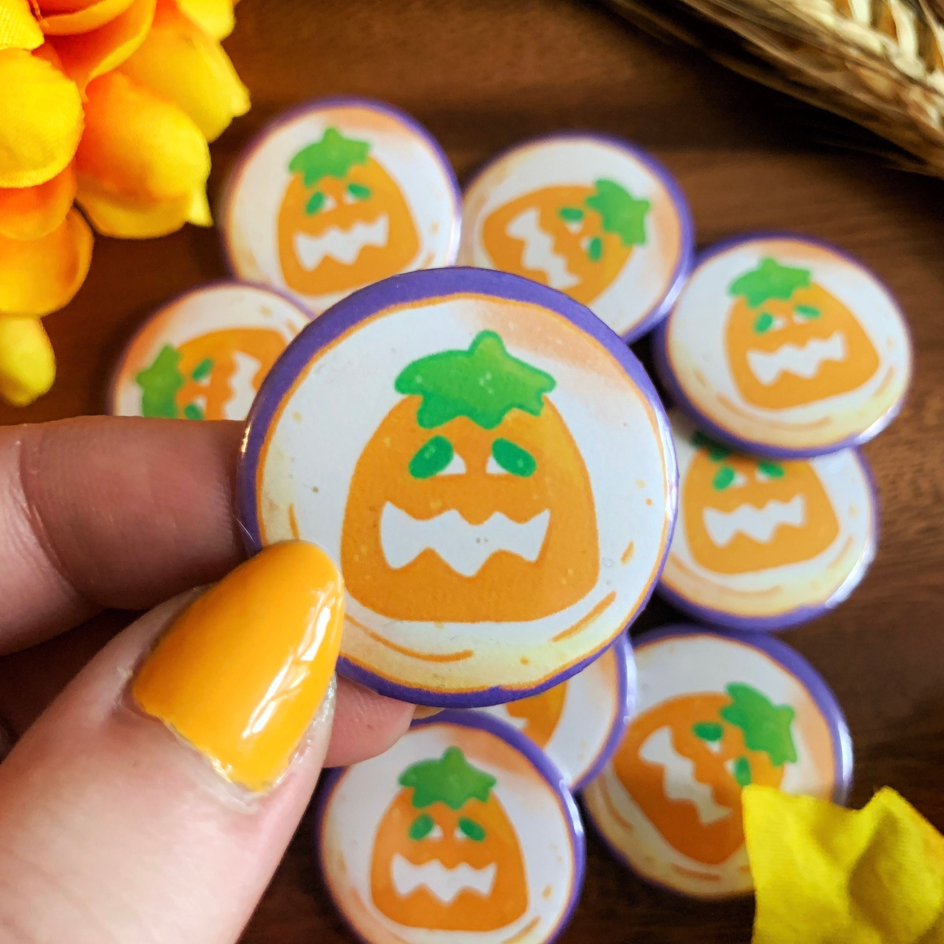 Spooky Ghost & Pumpkin Cookies Mini Buttons | Halloween Food Pin - Etsy