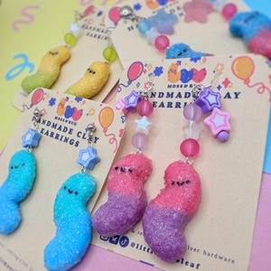 Gummy Worm Earrings | Silly Cute Candy Themed Textured Earring Set