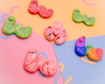 Party Worms Handmade Polymer Clay Earthworm Magnets