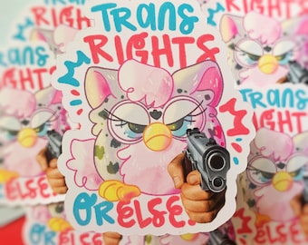Trans Rights Furby Sticker | 90s Nostalgia LGBTQ+ Decal