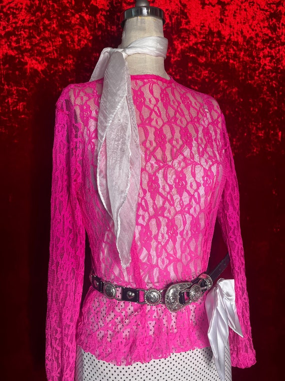 80’s Pink Lace Romantic Cottagecore Blouse Top