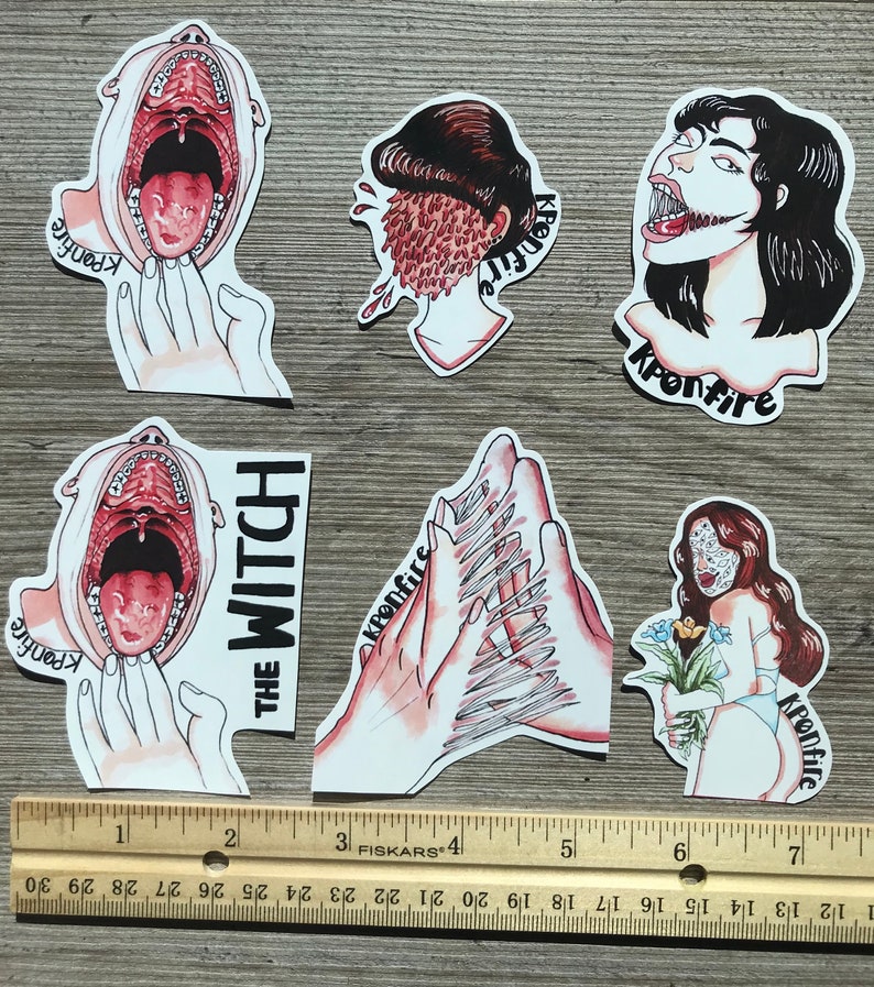 Horror / Gore / Skeleton Vinyl Sticker Mini Pack 3 stickers Etsy