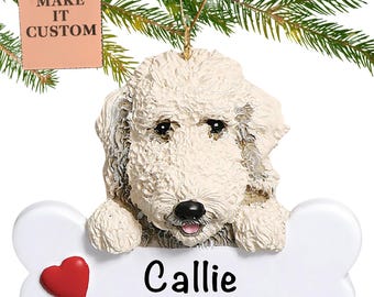 Personalised Labradoodle Ornament | Custom White Dog First Christmas Ornament | Cute Puppy Ornament | Mini Goldendoodle / Labradoodle Gifts