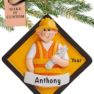Custom Construction Ornament, Construction Gifts for Men / Husband, Little Boy / Kids Handyman Gift / Birthday Party Favors, Home Builders